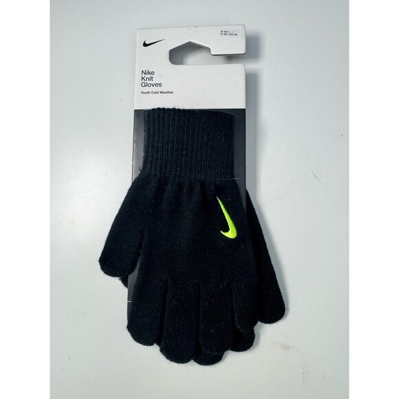 Nike Unisex Youth Knit Winter Gloves Black Cold weather New S/M - Picture 1 of 4